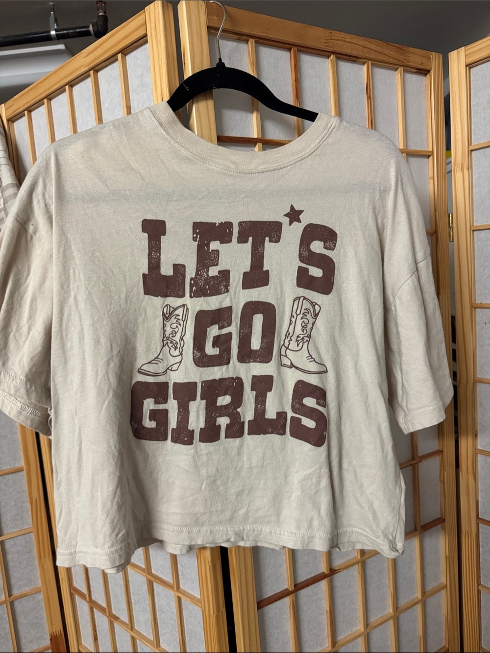 Cream Graphic Crop Top - LET'S GO GIRLS